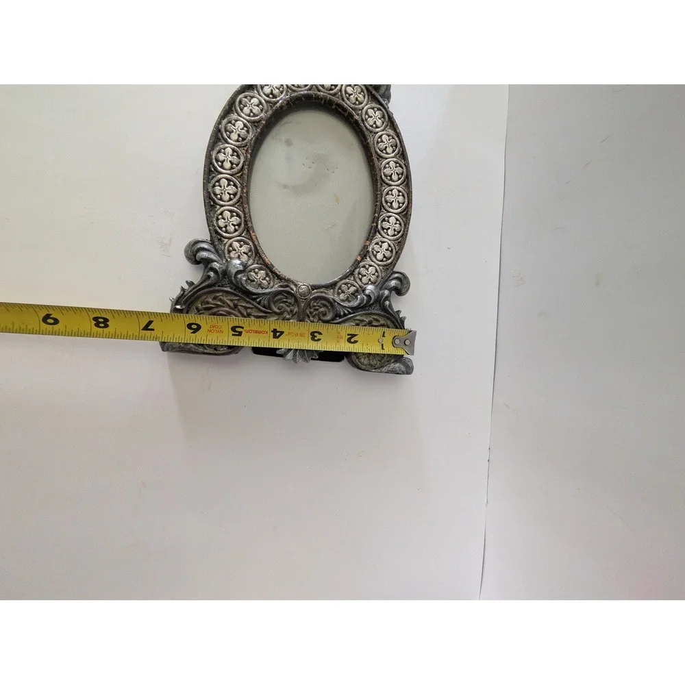 Vintage Victorian Style Ornate Oval Picture Frame Baroque Floral Tabletop 12in